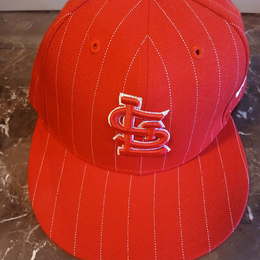 New Era Red Pinstripe Baseball Cap - Picture 2 of 11